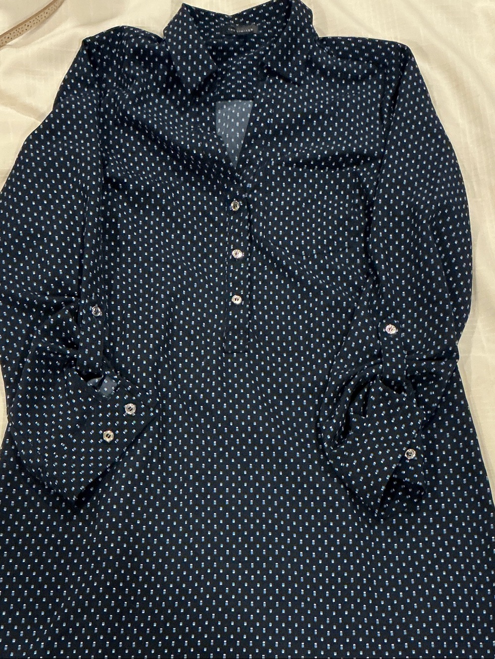 The Limited Navy Tunic with White Dot Print